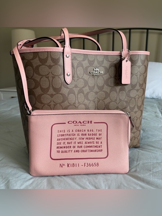 Coach Handbags - Coach Reversible City Tote and Matching Pink Pouch